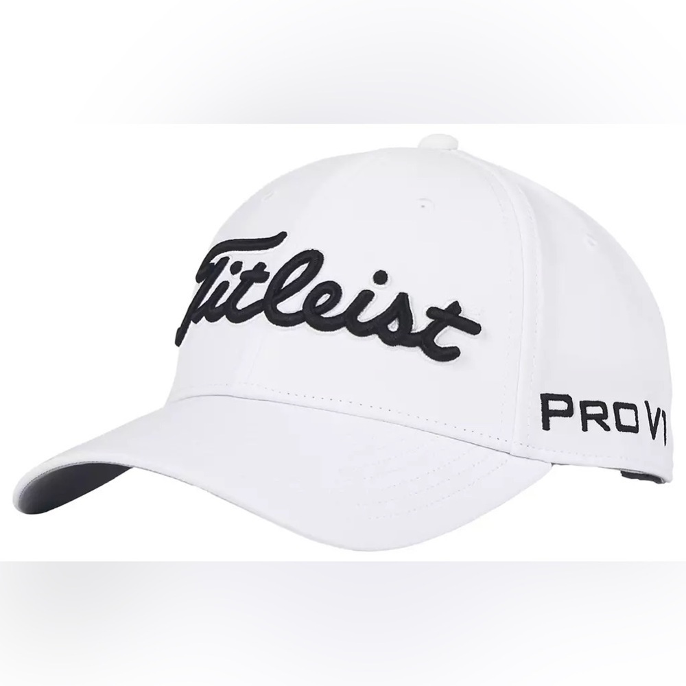 White and Black Titleist Adult Tour Performance Golf Hat OS